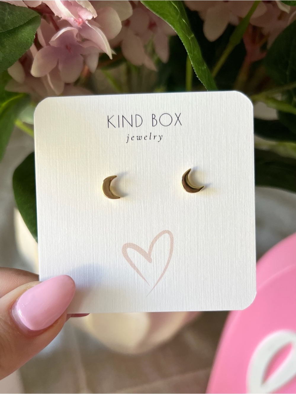14K Plated Gold Moon Stud Earrings